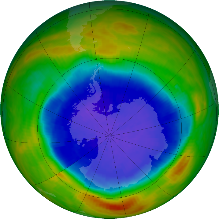 Antarctic ozone map for 29 September 1989